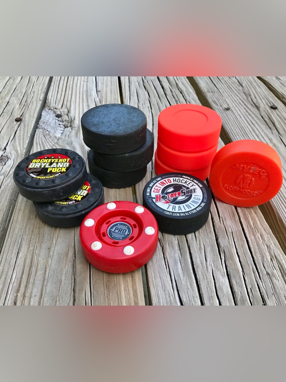 Various Lot 11 Hockey Pucks Hard Soft Dryland NHL Hockey Shot Training Game Puck